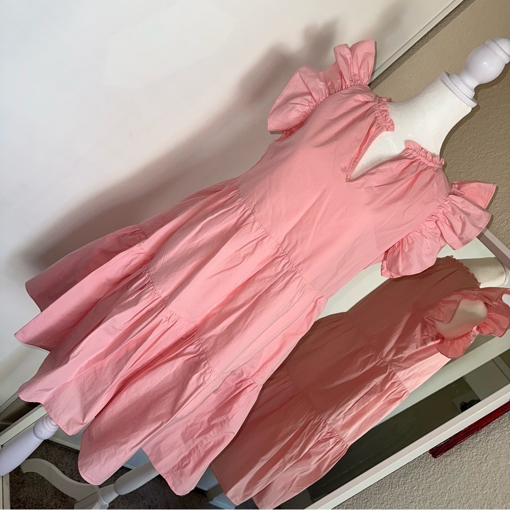 Cotton tiered Pink smocked Ruffled Dress A Loves A size XS